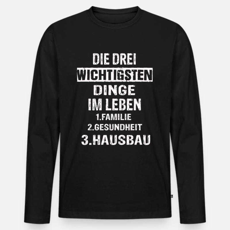 Hausbau - Männer Premium Bio Langarmshirt - Schwarz