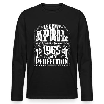 April 1965. Geburtstag April 1965. Geschenk 1965. - Männer Premium Bio Langarmshirt - Schwarz - Vorne - Nico (187cm)