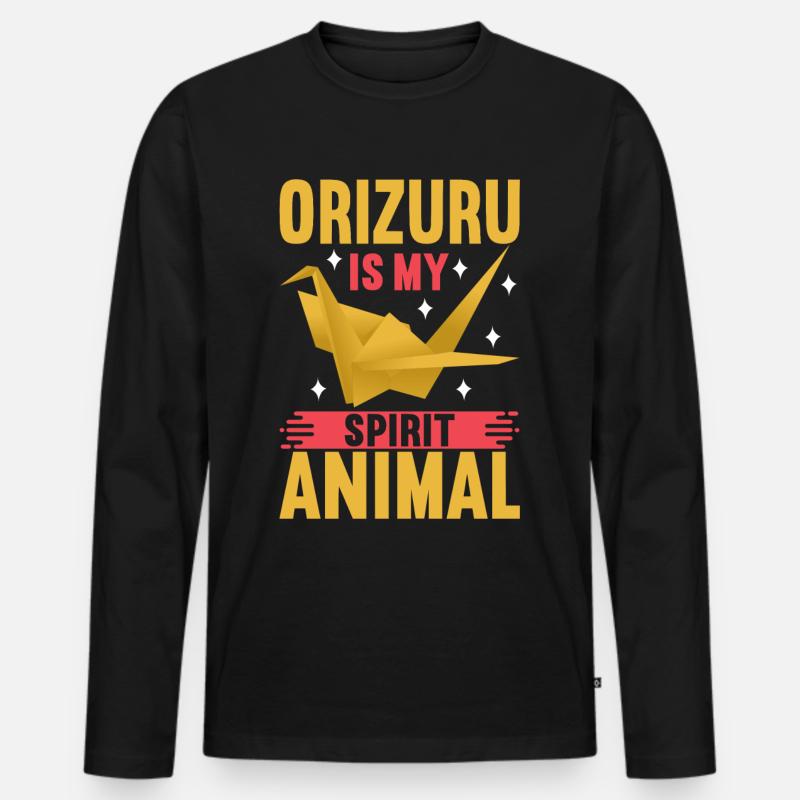 Origami - Männer Premium Bio Langarmshirt - Schwarz