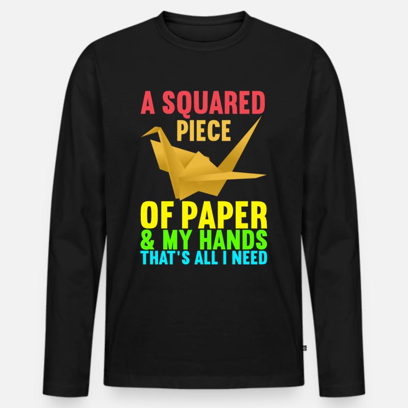Origami - Männer Premium Bio Langarmshirt - Schwarz