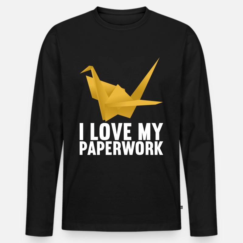 Origami - Männer Premium Bio Langarmshirt - Schwarz