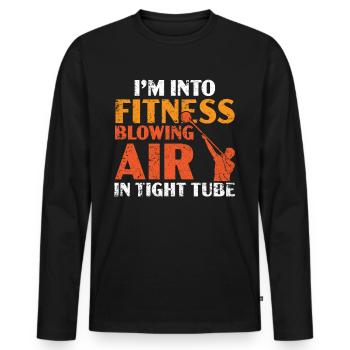 Je fais souffler de l’air de fitness dans un tube étroit - T-shirt manches longues Premium bio Homme - noir - Devant - Nico (187cm)