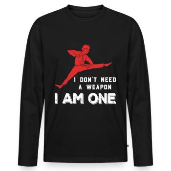 Karate Kung Kampfsport Kickboxen Judo Fu Geschenk - Männer Premium Bio Langarmshirt - Schwarz - Vorne - Nico (187cm)