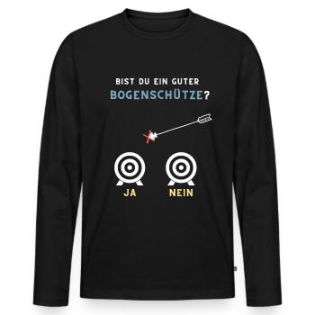 Bist du ein guter Bogenschütze ja nein - Männer Premium Bio Langarmshirt - Schwarz - Vorne - Nico (187cm)