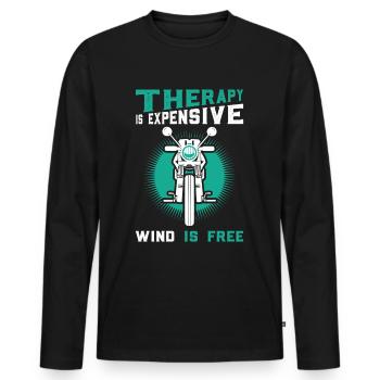 Motorrad fahren Shirt Geschenk Biker Therapie - Männer Premium Bio Langarmshirt - Schwarz - Vorne - Nico (187cm)