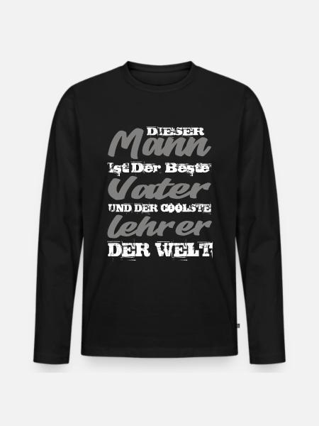 Vater Und Lehrer - Männer Premium Bio Langarmshirt - Schwarz