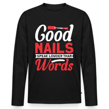Nail Polish Nail Design Manicure Nail Studio Nails - Men's Premium Organic Long Sleeve Shirt - black - Front - Nico (187cm)