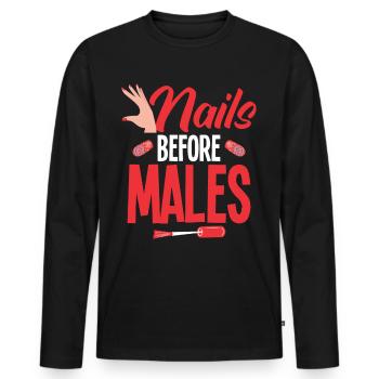 Nail Polish Nail Design Manicure Nail Studio Nails - Men's Premium Organic Long Sleeve Shirt - black - Front - Nico (187cm)