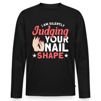 Nail Polish Nail Design Manicure Nail Studio Nails - Men's Premium Organic Long Sleeve Shirt - black - Front - Nico (187cm)