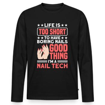Nail Polish Nail Design Manicure Nail Studio Nails - Men's Premium Organic Long Sleeve Shirt - black - Front - Nico (187cm)