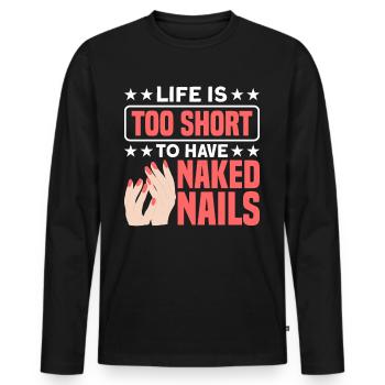 Nail Polish Nail Design Manicure Nail Studio Nails - Men's Premium Organic Long Sleeve Shirt - black - Front - Nico (187cm)