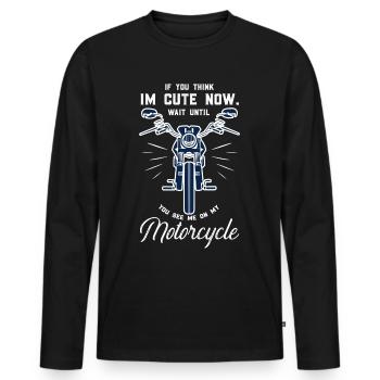 Motard Chopper à l’ancienne - T-shirt manches longues Premium bio Homme - noir - Devant - Nico (187cm)