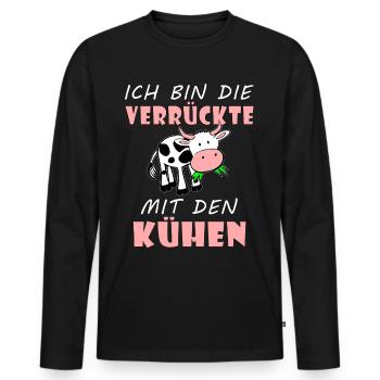 Kuhliebhaber Geschenke lustiger Spruch Kuh Kühe - Männer Premium Bio Langarmshirt - Schwarz - Vorne - Nico (187cm)
