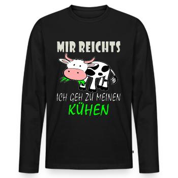 Mir Reichts Ich Geh Zu Meinen Kühen - Kuh Shirt - Männer Premium Bio Langarmshirt - Schwarz - Vorne - Nico (187cm)