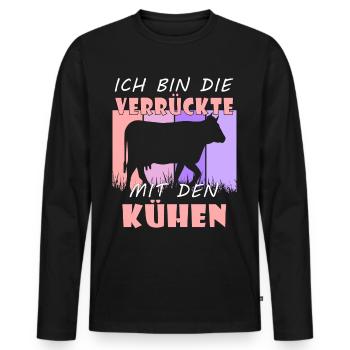 Kuh Kühe - Männer Premium Bio Langarmshirt - Schwarz - Vorne - Nico (187cm)