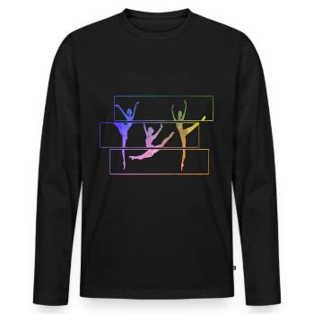 Retro Ballet ballerina - Men's Premium Organic Long Sleeve Shirt - black - Front - Nico (187cm)