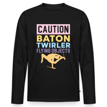 Vorsicht Baton Twirler Fliegende Objekte Baton Twi - Männer Premium Bio Langarmshirt - Schwarz - Vorne - Nico (187cm)