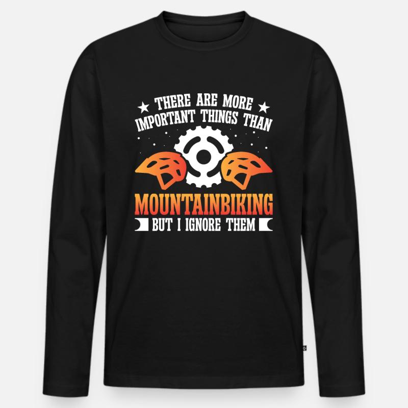 Important Mountain Biking Outdoor Design - Männer Premium Bio Langarmshirt - Schwarz