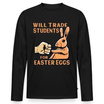 Échangera des étudiants contre des œufs de Pâques - T-shirt manches longues Premium bio Homme - noir - Devant - Nico (187cm)