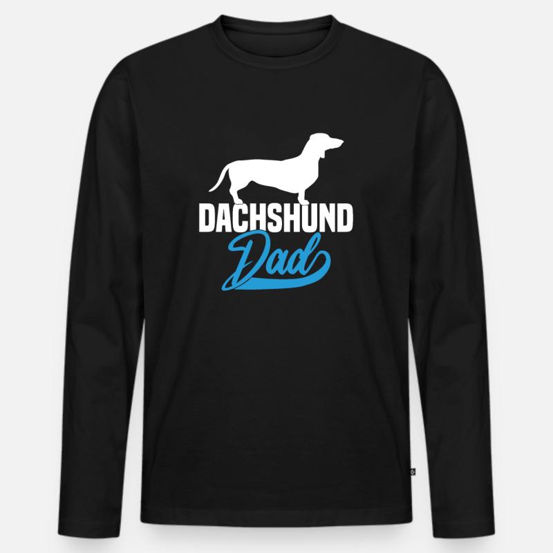 Dachshund Dad - Männer Premium Bio Langarmshirt - Schwarz