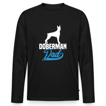 Papa Doberman - T-shirt manches longues Premium bio Homme - noir - Devant - Nico (187cm)