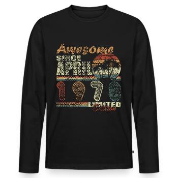 April 1978. Geburtstag April 1978. Geschenk 1978. - Männer Premium Bio Langarmshirt - Schwarz - Vorne - Nico (187cm)