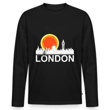 Londres Big Ben Skyline Coucher de soleil - T-shirt manches longues Premium bio Homme - noir - Devant - Nico (187cm)