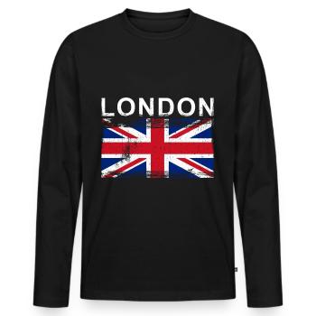Angleterre Londres City Flag - T-shirt manches longues Premium bio Homme - noir - Devant - Nico (187cm)