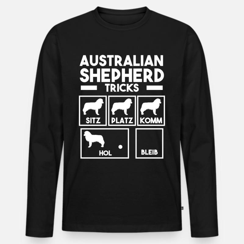 Hund Australian Shepherd - Männer Premium Bio Langarmshirt - Schwarz