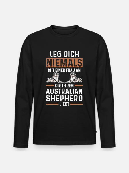 Hund Australian Shepherd - Männer Premium Bio Langarmshirt - Schwarz