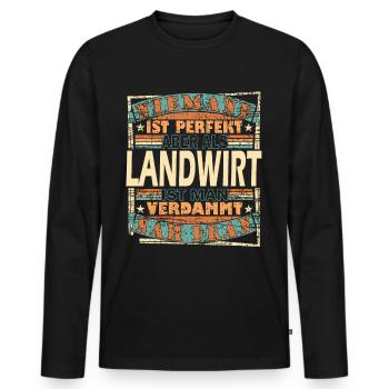 Landwirt Bauer Landwirtschaft - Männer Premium Bio Langarmshirt - Schwarz - Vorne - Nico (187cm)
