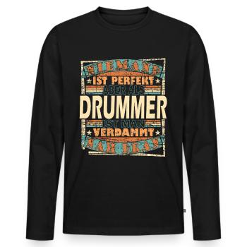 Drums Retro Schlagzeug Musiker Rock neu Geschenk - Männer Premium Bio Langarmshirt - Schwarz - Vorne - Nico (187cm)