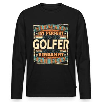 Golf Golfer Golfschläger Golfball Geschenk - Männer Premium Bio Langarmshirt - Schwarz - Vorne - Nico (187cm)