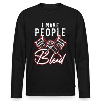 Je fais saigner les gens tatoueur tatoueur - T-shirt manches longues Premium bio Homme - noir - Devant - Nico (187cm)