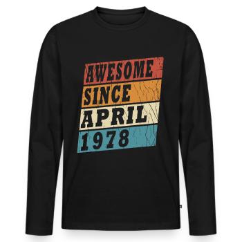 April 1978 né - 45 ans - T-shirt manches longues Premium bio Homme - noir - Devant - Nico (187cm)