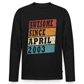 2003 Année de naissance Avril Anniversaire - T-shirt manches longues Premium bio Homme - noir - Devant - Nico (187cm)