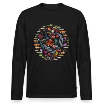 Biologiste marin Aqua Scuba Diver - T-shirt manches longues Premium bio Homme - noir - Devant - Nico (187cm)