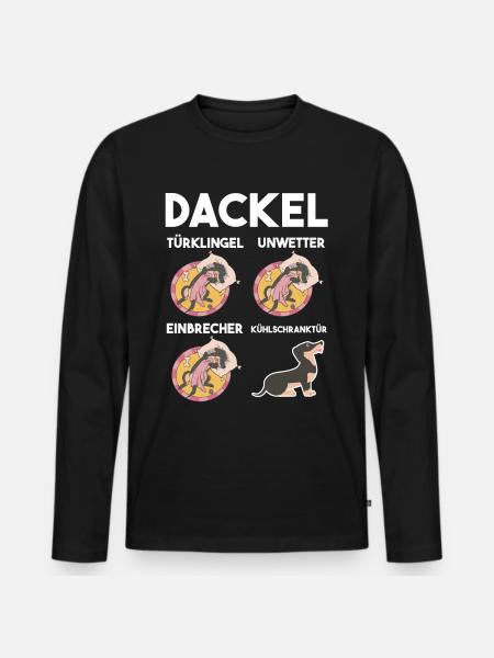 Hund Dackel - Männer Premium Bio Langarmshirt - Schwarz