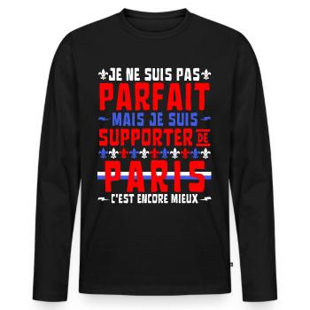 Pas Parfait mais Supporter de Paris - T-shirt manches longues Premium bio Homme - noir - Devant - Nico (187cm)