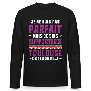Football Supporter de Toulouse Pas Parfait - T-shirt manches longues Premium bio Homme - noir - Devant - Nico (187cm)