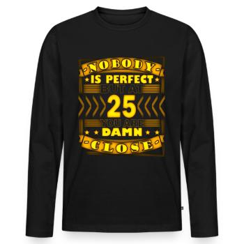 25. Geburtstag 25 - Männer Premium Bio Langarmshirt - Schwarz - Vorne - Nico (187cm)