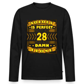 28th birthday 28 - Men's Premium Organic Long Sleeve Shirt - black - Front - Nico (187cm)
