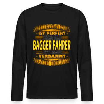 Bagger Baggern Fahrer Bau - Männer Premium Bio Langarmshirt - Schwarz - Vorne - Nico (187cm)