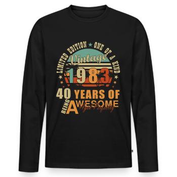 1983 - Né 1983 - Année de construction 1983 - T-shirt manches longues Premium bio Homme - noir - Devant - Nico (187cm)