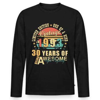 30. Geburtstag Jahrgang 1993 Best of 1993 30 Jahre - Männer Premium Bio Langarmshirt - Schwarz - Vorne - Nico (187cm)