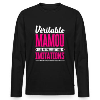 Véritable Mamou les autres sont des imitations ! - T-shirt manches longues Premium bio Homme - noir - Devant - Nico (187cm)
