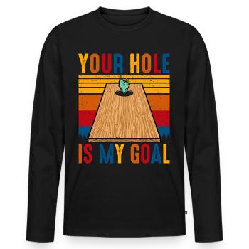 Your Hole Is My Goal - Männer Premium Bio Langarmshirt - Schwarz - Vorne - Nico (187cm)