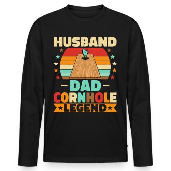 Husband Dad Cornhole Legend - Männer Premium Bio Langarmshirt - Schwarz - Vorne - Nico (187cm)