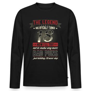 The legend officially 18 years 18th birthday - Men's Premium Organic Long Sleeve Shirt - black - Front - Nico (187cm)