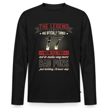 The legend officially 17 years 17th birthday - Men's Premium Organic Long Sleeve Shirt - black - Front - Nico (187cm)